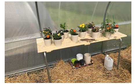 Support Tablette en Bois Serre de Jardin – Kit Table pour semis – Tablette Bois recyclé 170×55 cm