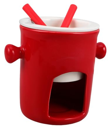 HIAKDOFT Chauffe-Beurre Céramique Tasse à Chocolat Fondant avec Fourchette Ensemble De Pots à Fondue pour Réunions Familiales