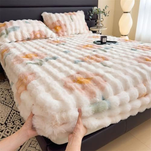 Sábana bajera ajustable de felpa suave con bolsillo profundo, protector de colchón verde, lavable a máquina, extra comodidad, 180 x 200 cm