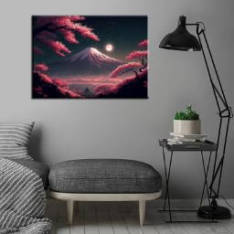 BMGKYAGL Lienzo de Desiree Méndez con paisaje de cerezos en flor, póster moderno, impresión para decoración del hogar (60 x 80 cm, sin marco)