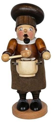 HGD - Räuchermännchen „Dickbauch Koch“ - Räucherfigur aus Holz - Räucherkerzenhalter - Geschenkidee für Hobbyköche & Sammler, Dekofigur, Räucherkerze Figur - Dekoration Innenraum - 11,5 x 26 x 13 cm