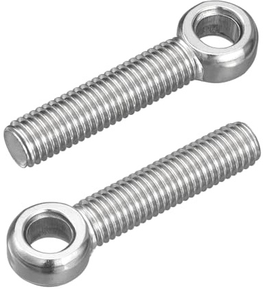 QUARKZMAN 4Pcs M12 x 55mm Pitons de levage, Acier inoxydable 304 Boulon à épaulement oscillant Anneau de levage pour vannes de pipeline, Attaches de tuyaux en acier pour bâtiments, Argent