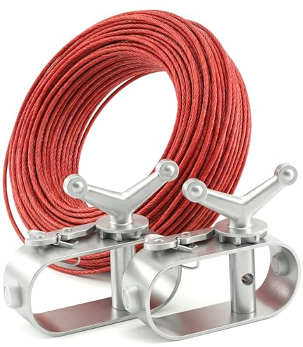 QWORK® Kit de tendeurs en câble, Ø 2 mm longueur 40 m câble en acier avec tendeur, pour couverture de piscine et plus