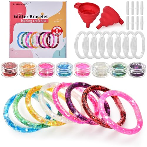 QIURUYUE 8 stycken gör-det-själv pysselset för barn, 20 cm pysselset barn från 6 år, leksaker flickor 4,5,6,7,8,9 år, presenter till flickor, vänskapsarmband gör själv