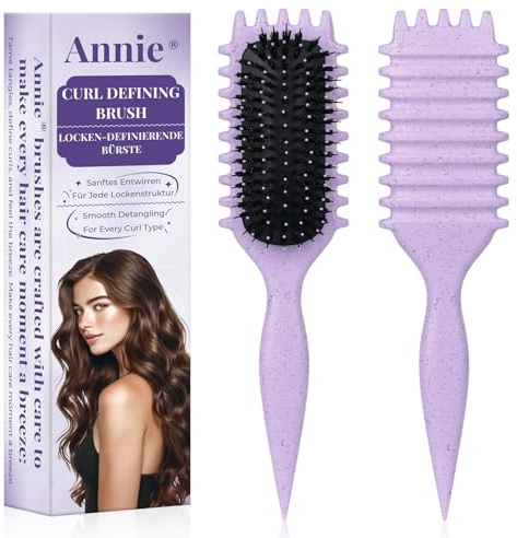 Brosse cheveux bouclés pour boucles définies parfaites - Brosse à friser antistatique avec design d'aération pour cheveux secs et humides - Idéale pour les cheveux bouclés et volume (Violet)
