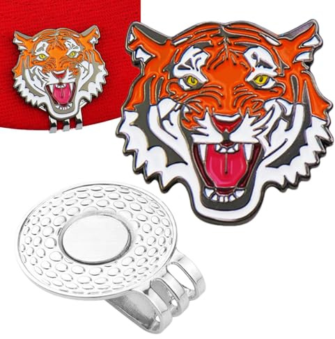 Opilroyn Clip per cappello marcatore da golf, clip per cappello marcatore di palla, supporto per palline da golf, design a tigre, forchette magnetiche della pallina, clip del