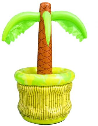 68 cm uppblåsbar kokospalm dryckeskylare för pool, flytande bar, flytande mugghållare, festdekoration med stort isfack för pool- och strandfester, sommarfester