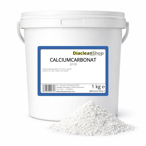 DIACLEANSHOP Calciumcarbonat 1kg Lebensmittelqualität E170 | Ideal für Lebensmittel Rasenkalk Kreidefarbe Garten Kalk E170