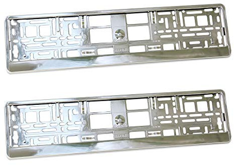 Marco de la matrícula, 2 unidades, Super Efecto Cromado, Soporte ABS PC de plástico