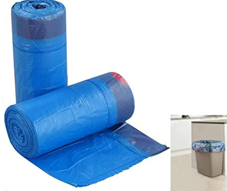 Manfâ Sac à poubelle à fermeture automatique 50 * 60cm 30 L 100pcs Sacs à ordures Bleu Conçu pour la cuisine de bureau Chambre à coucher Salle de bains Jardin et cour extérieure Sacs