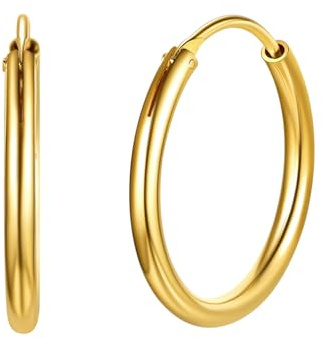 Silvora 20mm Pendientes Aros Oro 18K Pequeños Mujer Plata de Primera Ley 925 Hoop Earrings Oro 18K Aretes Hipoalergénicos Regalo Cumpleaños Aniversario