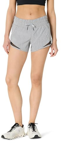 Amazon Essentials Pantalones Cortos Deportivos de Corte Estándar con Cintura Fruncida y Tejido Ligero Mujer, Gris Chiné Moyen, M