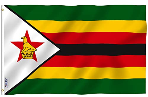 Anley Fly Breeze 3x5 Fuß Simbabwe Flagge - Lebendige Farbe und UV-Lichtechtheit - Leinwandkopf und doppelt genäht - Simbabwische Flaggen Polyester mit Messingösen 3 x 5 Ft
