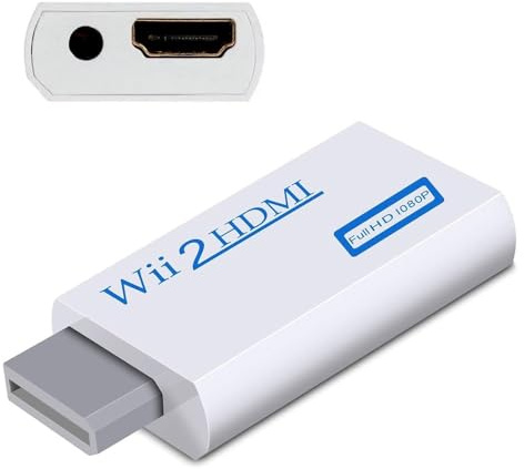 INF Wii to HDMI 720/1080P HD Converter Adapter with 3.5mm Audio Output, for Wii Monitor, Beamer, TV (White)