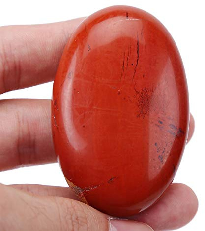 Lovionus89 Jaspe rouge Pierre de souci ovale, Pierre d'énergie de massage en cristal de guérison de poche de paume de spa