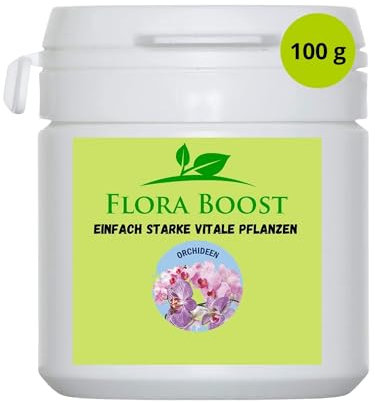 Konfitee Orchideen Dünger Flora Boost 100g I Pflanzenstärkungsmittel in Pulverform I Zur Belebung & Kräftigung I Ergiebiger Blatt- & Wurzeldünger I 100% natürlicher Pflanzendünger