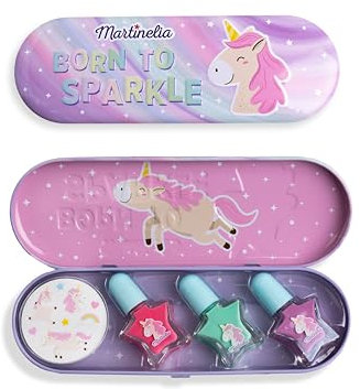 Martinelia - Caja metálica con maquillaje infantil, colección Little Unicorn