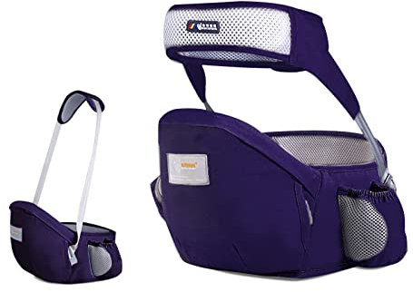 SONARIN Baby Hüftsitz,Ergonomischer Taille Hocker Baumwolle Babytrage Hipseat Hüfttrage mit Sicherheitsgurt & Einzelnem Schultergurt Multi-Position Bauchtragen für Neugeborenes Kinder(Dunkelblau)
