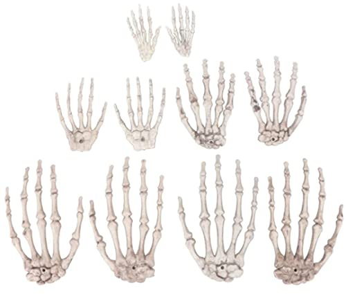 Gcroet 5 Paare von Halloween realistischer lebensgroßer Skeletthand, Plastik Skelett Hände Plastikdummy Handknochen für Spukhaus Accessoire Zombie Party