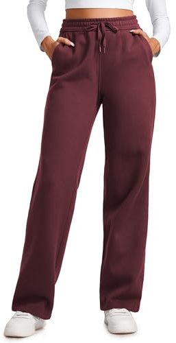 CRZ YOGA Felpa Foderata in Pile di Cotone Femminile Pantaloni Casual - 76cm Rosso Scuro 44