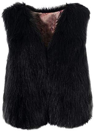 Gilet d'hiver chaud en fausse fourrure pour femme - Veste courte - Gilet en fourrure synthétique - Doux et confortable - Sans manches - Parka - Manteaux en fourrure - Col en V - Gilet en peluche
