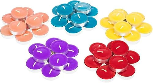 Fragranced Tea Light Scented Candles - 2.5 Hours Burn Time - Includes Fresh Berries, Fresh Peach, Wild Lavender, Indulgent Vanilla, and Mountain Spring Fragrances (Pack of 10)