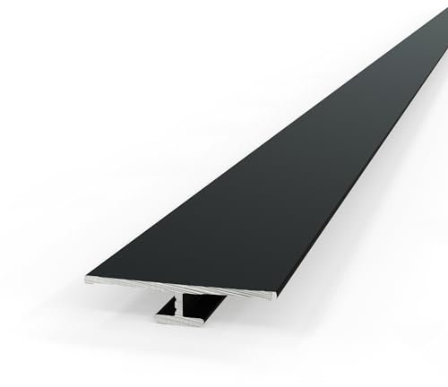 AUPROTEC Aluminium Transition Profile Black 100 cm Aluminium Back Panel Connection Profile for 3 mm Shower Back Walls Wall Cladding Profile Strips for Kitchen Back Wall