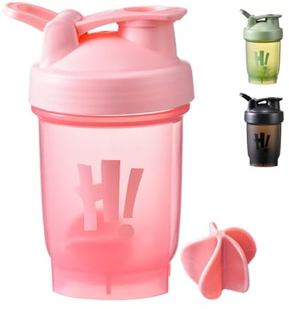 chongning Protein Shaker Bottle with Mixing Ball, 350ml Protein Powder Shaker Bottle, Leakproof Flip On Lid, Sports Gym Supplement Shaker Cup, Mini Water Bottle for Protein Shakes, BPA Free (Pink)