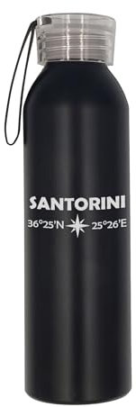Coordinates Santorini Griechenland City Wasserflasche graviert Edelstahl langlebig