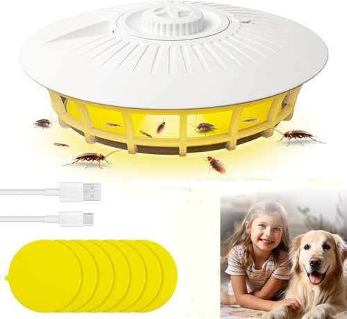 Flohfalle für Wohnung, Afenau Flohfallen mit 7 Klebepads, 4 Lichtmodi Flohfalle für Wohnung Testsieger, Omnidirektional Flohfalle Licht, Flohlichtfalle für Wohnzimmer, Küche, Schlafzimmer