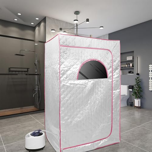 Sauna à Vapeur Portable Pliable Maison Isolante à Quatre Couches éPaissir Kit De Tente De Sauna Spa pour Une Personne Cabine De Pliage avec TéLéCommande Petite Chaise Pliante100*80 * 170cm-argent