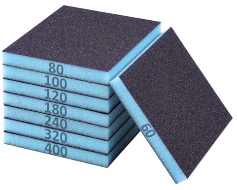 Flintronic 8 Stück Schleifschwämme, Nass-Trocken-Schleifpapier, Körnung Handschleifblöcke, Schleifpads für Schleifen, für Holz, Trockenbau, Metall, Farbe