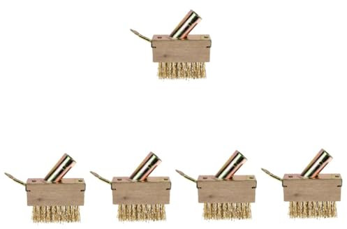 Kisangel 5 Pièces Brosse De Désherbage Métallique Râteau Brosse De Retrait Désherbeurs De Pavage De Nettoyage De Pavé Matériel De Désherbage Cultivateur Pelouses Khaki en Bois