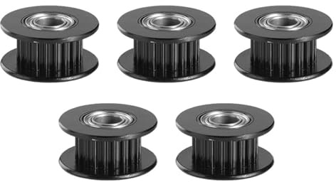 Gorise GT2 Zahnriemen-Umlenkrolle, 20 Zähne, 5 mm Bohrung, 6 mm Breite, Zahnriemen-Umlenkrolle für 3D-Drucker, Schwarz