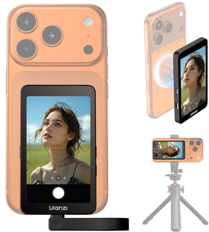 ULANZI VM1 Monitor Magnético para Selfie para Móvil, 4K 60 FPS Pantalla Magsafe para Vlog, Plug & Play, 3 Niveles de Brillo, USB-C 60W para iPhone 17-15, Cámara Trasera Android, TikTok Youtube