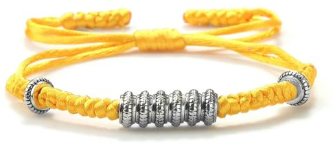 QXDZSW Trendiga gula vävda armband svart vit flerfärgad tibetanska armband legering tillbehör för kvinnor man handgjort rep, Nylon