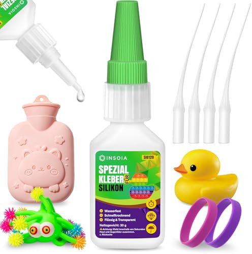 Silikonkleber Extra Stark Wasserfest – 30g Set Mit Sekundenkleber & Anti-Austrocknung – Super Spezial Kleber für Silikon, TPU, Handyhüllen, Dichtungen – Kontaktkleber Transparent & Elastisch