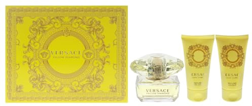 VERSACE Yellow Diamond Set De Regalo Edt + Gel De Ducha+ Lociã³N Corporal, für Damen und Herren, perfekt für einen langanhaltenden Duft, mit 50 ml