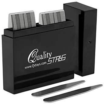 50 Metal Collar Stays for Men's Dress Shirts – 2 Sizes in Divided Box (24 x 2.2, 26 x 2.5)