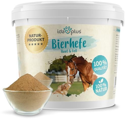 Ida Plus - Reines Bierhefe-Pulver - 3 kg - 100% Naturprodukt für Hunde, Katzen & Pferde - Futterergänzung für glänzendes Fell & kräftige Haut - reich an B-Vitaminen, Mineralien & Spurenelemente