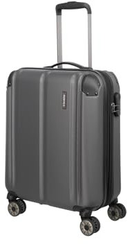 Travelite Bordtrolley Handgepäck Koffer, 4 Rollen, Dehnfalte + Aufsteckfunktion, City, Hartschalen Trolley klein mit kratzfester Oberfläche, 55 cm, 40-45 Liter
