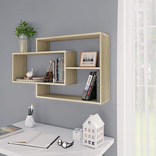 Festnight Wandregal mit 3 offenen Fächern Bücherregal Hängeregal Schweberegal Wandboard Regal 104×24×60 cm Spanplatte Sonoma-Eiche