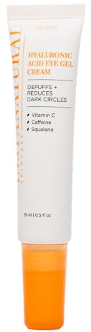 InstaNatural Hyaluronic Acid Eye Gel Cream, Hydrating Under Eye Cream for Women & Men, Decreases Puffiness, Dark Circles and Wrinkles, with Vitamin C, Caffeine, Squalane & Peptides, 0.5 Fl Oz