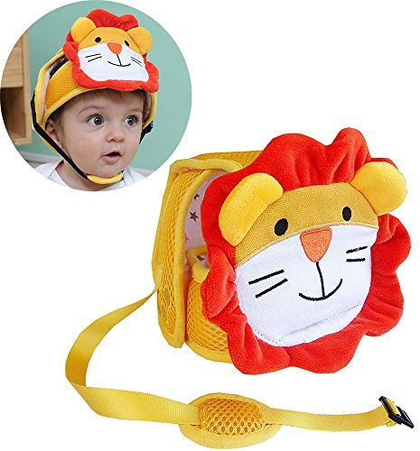 Eyand Baby Schutzhelm - Atmungsaktiver Kopfschutz Verstellbare Sicherheitsschutzkappe für Kleinkinder Lerne laufen, bequemer Kopfschutzhut für Säuglinge (gelber Löwe)