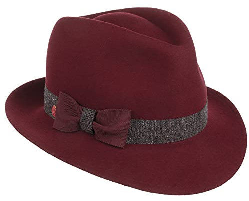 Mayser Leila Wool Bogarthut Filzhut Damenhut Wollhut Damen - Made in The EU mit Ripsband Frühling-Sommer Herbst-Winter - One Size Bordeaux
