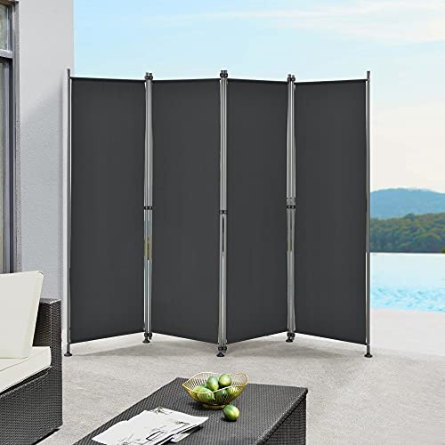 Pared divisoria/Biombo 215 x 170 cm Negro Biombo Exterior Mampara Toldo Protector Separador de Espacios
