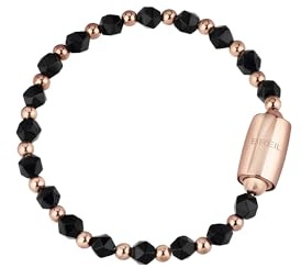 Breil, Collezione Magnetica System, Bracciale Donna Light & Shadow, con Catena in Acciaio Lucido Color Oro Rosa e Sfere in Onice Sfaccettata, Pratica Chiusura con Magnete, Rosa-Nero, Misura 19 Cm