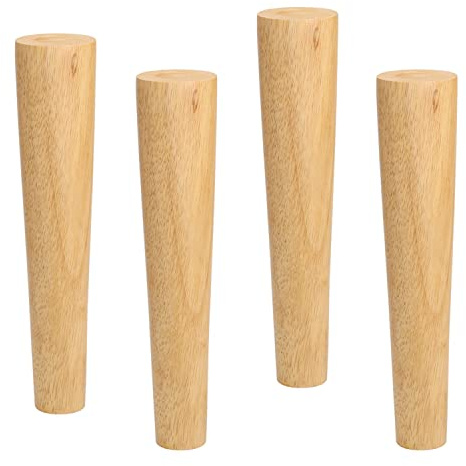 Qrity 4 PCS Wooden Furniture Legs, Straight Replacement Sofa Feet with Non-slip Mat, Screws & Mounting Plate, 35CM