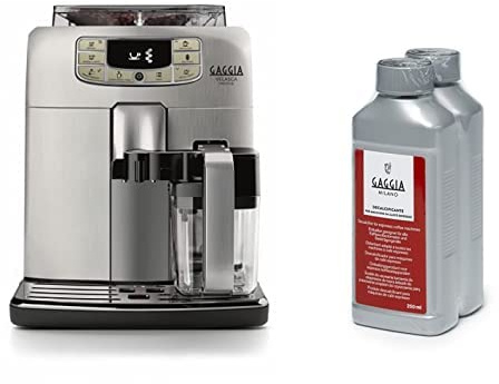 Gaggia Velasca Prestige Caffè in Grani o Macinato, RI8263/01, Argento, 100% Made in Italy Decalcificante RI9111/60 21001681, Flacone da 250 ml, Pack da 2 Unità