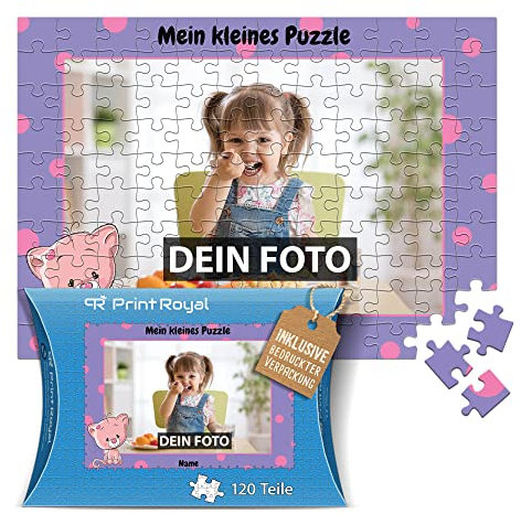 Fotopuzzle für Kinder mit Name und Foto Puzzle selbst gestalten - Mein kleines Puzzle mit Katze, Kinderpuzzle | 40 x 28,5 cm, 120 Teile in Kartonverpackung